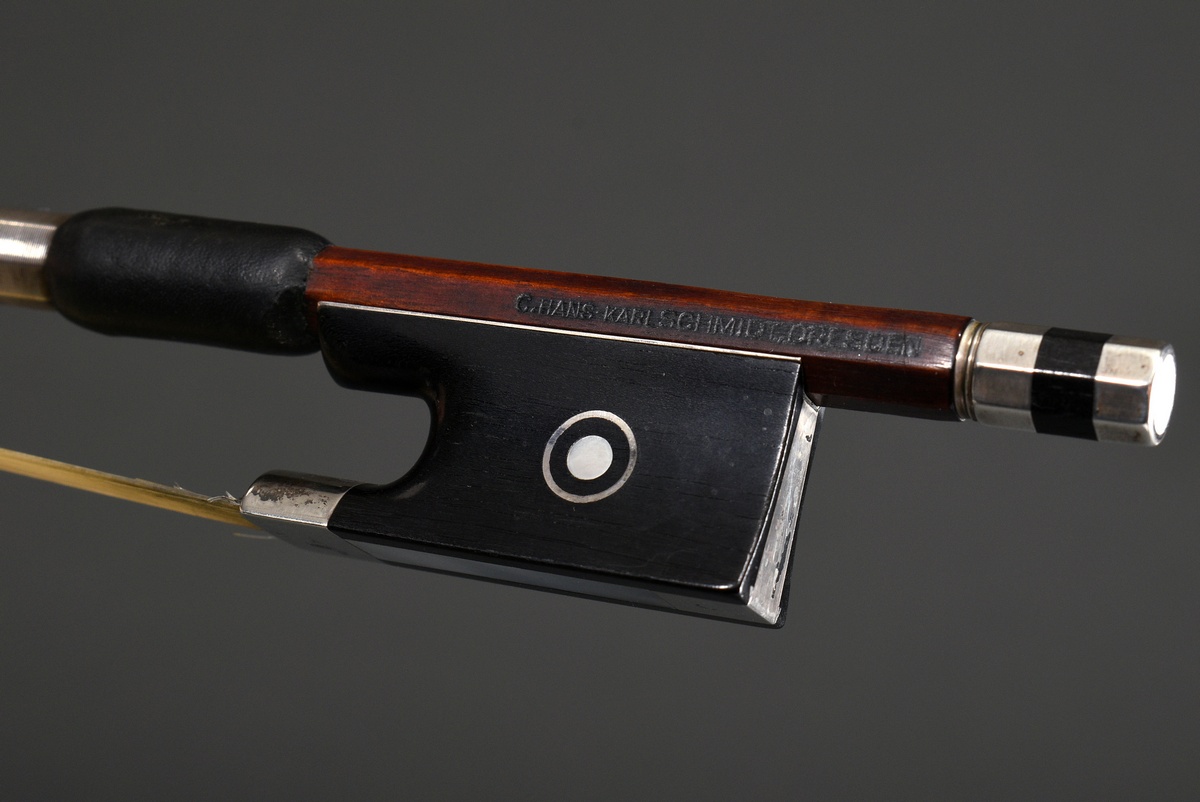 Master violin bow, Saxony 20th century, brand stamped "C. Hans Karl Schmidt Dresden", octagonal to  - Image 4 of 14