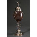 Splendid coconut goblet with engraved borders on a multi-pass stand and lid, the nut held by a smoo