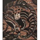 Gosen, Markus von (1913-2004) 'Mythical creature (?)', colour woodcut, mounted on paper, sign. b.r.