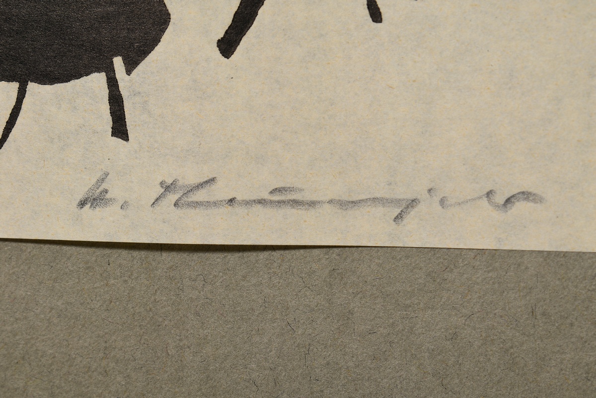 Theuerjahr, Heinz (1913-1991) ‘Wolves’, woodcut, mounted on paper, sign. below, Catalogue raisonné  - Image 3 of 3