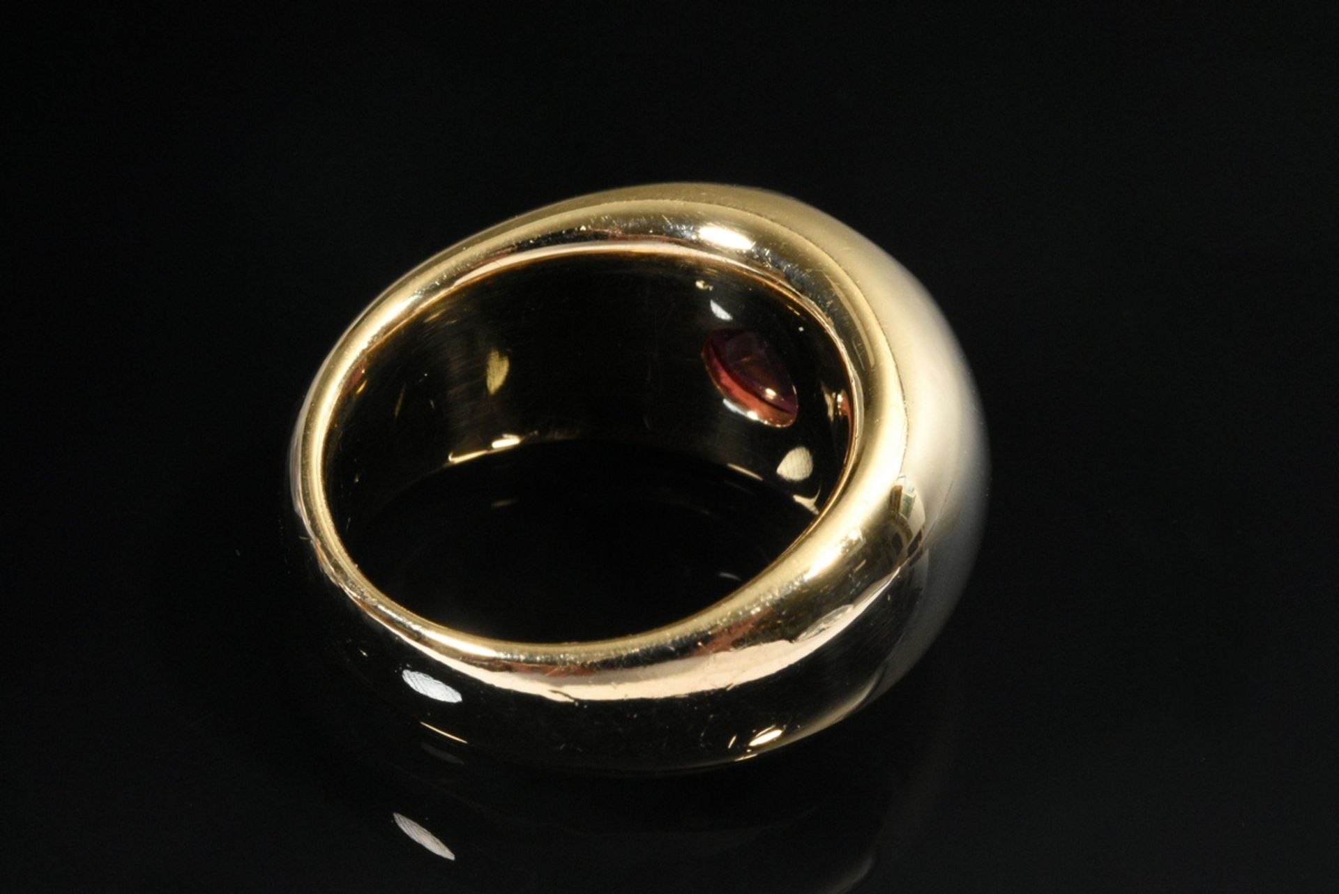 Massiver Gelbgold 750 Bandring mit oval facettiertem Rhodolith (ca. 3.96ct), 14,8g, Gr. 53, stärker - Bild 3 aus 4