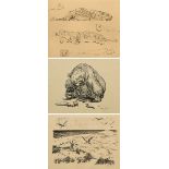 3 Gaul, August (1869-1921): 'Eating Bear' and 'Seagulls on the Beach', lithographs, each sign. b.r.