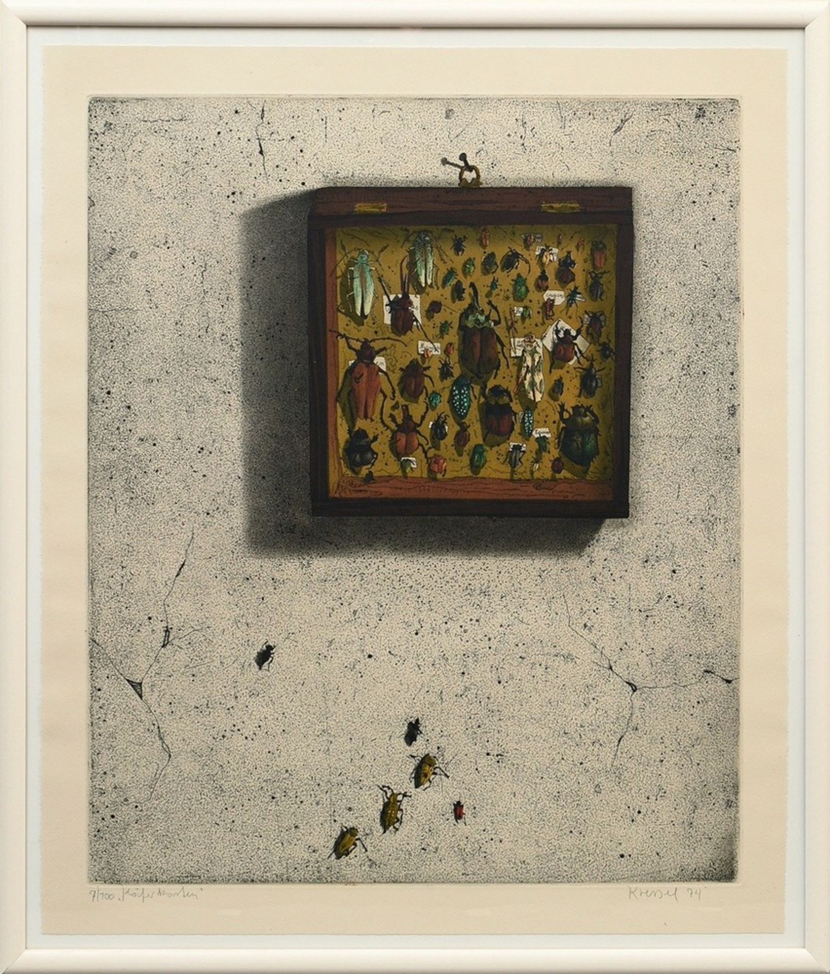 Kressel, Dieter (1925-2015) 'Beetle Box' 1974, etching, 7/100, sign./dat./num./titl. below, Catalog - Image 2 of 3