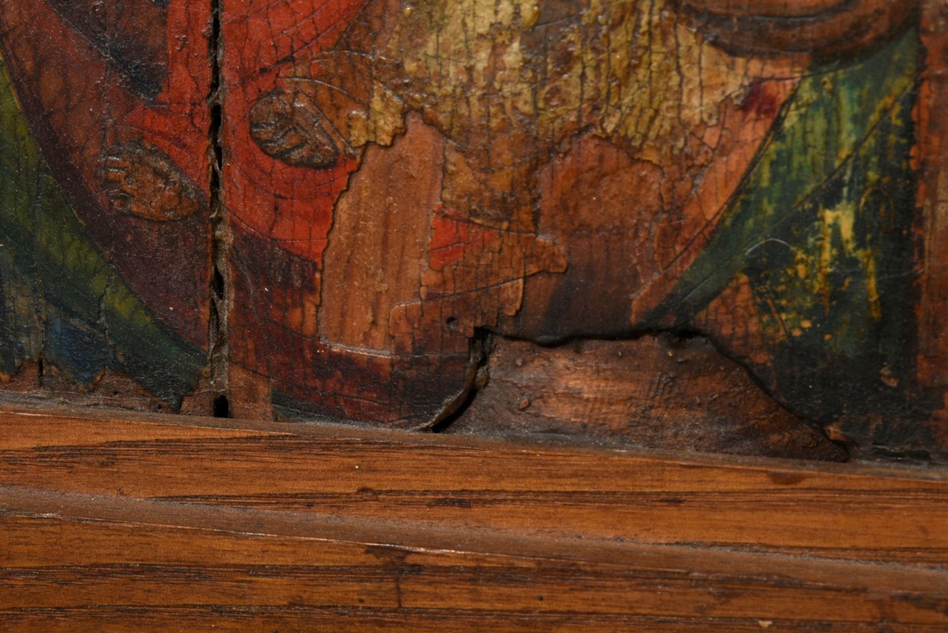 Bäuerlicher Ikonen Klappaltar mit bogenförmigen Flügeln "Muttergottes Hodegetria" und "Acht Heilige - Bild 7 aus 15