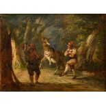 Unknown artist of the 19th c. "A Midsummer Night's Dream (Juggler with Donkey)", oil/paper on canva