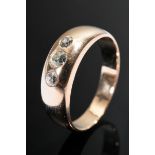 Red gold 585 band ring with 3 old-cut diamonds (total approx. 0.25ct/SI/P1/CR), 4.6g, size 56