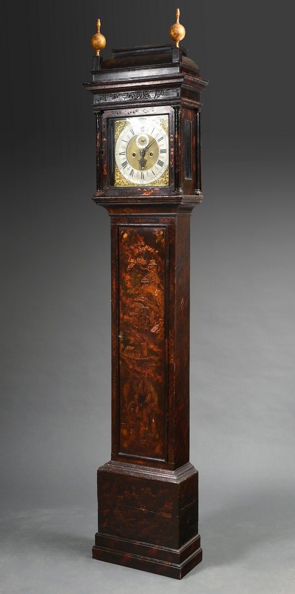 William and Mary grandfather clock by Alexander Hewitt (* 1671) in a plain case with lateral column