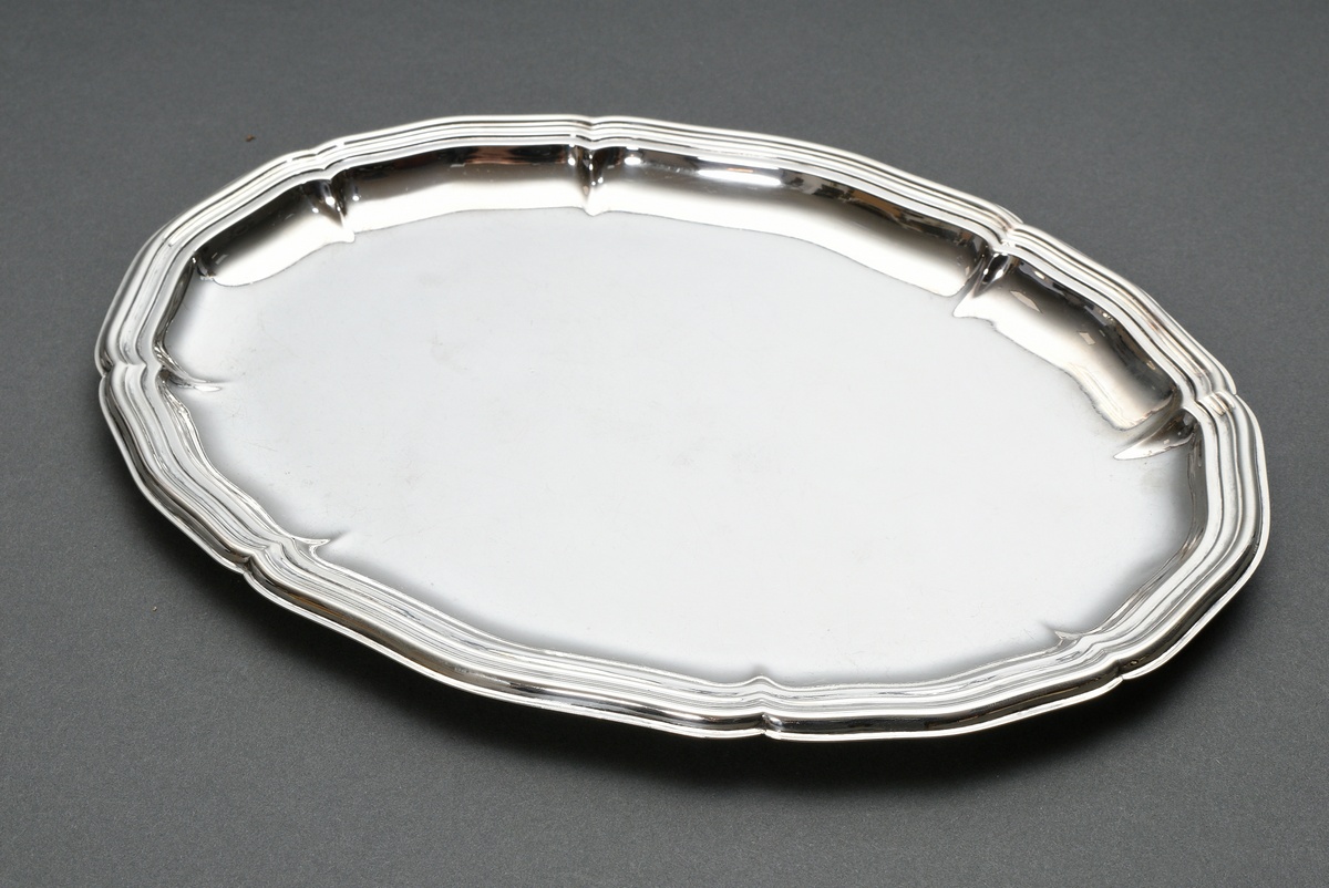 Oval tray with Chippendale rim, silver 835, 202g, 25x18.5cm, signs of use