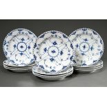 12 Royal Copenhagen "Musselmalet full lace" dinner plates (11x 1084, 1x 624), Ø 25cm