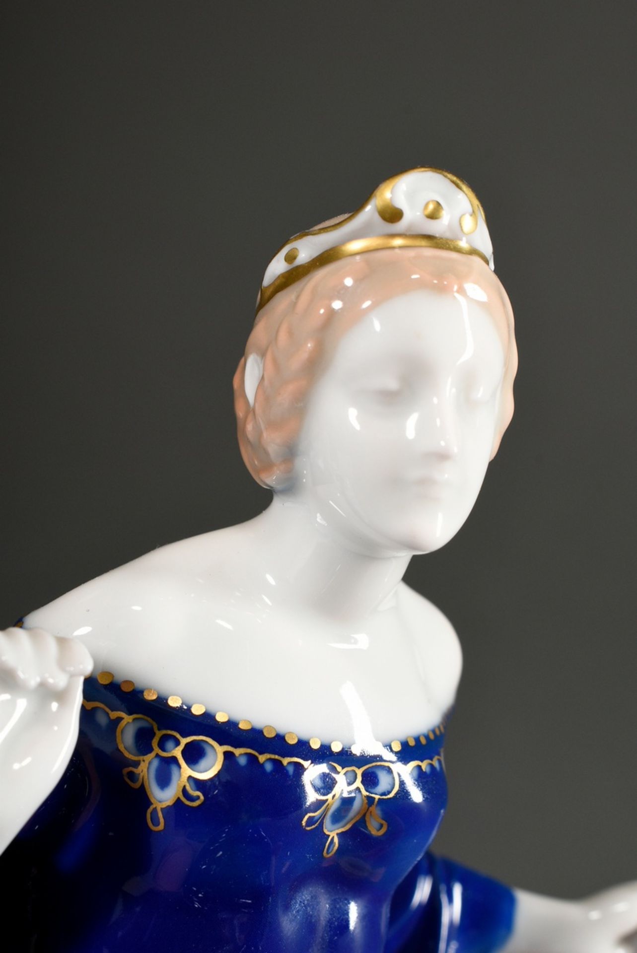 Rosenthal Selb Bavaria Porzellan Figur "Prinzessin mit goldener Kugel und Gans", polychrom staffier - Bild 4 aus 5