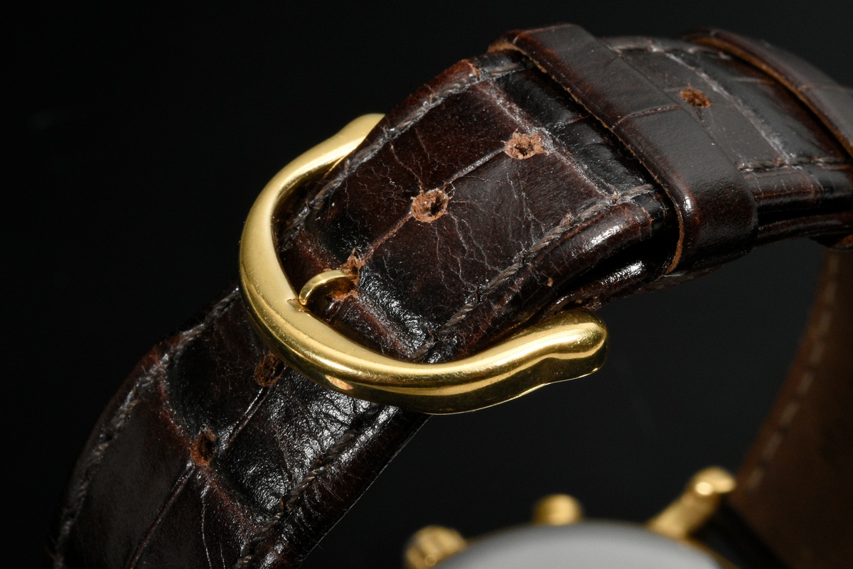 Maurice Lacroix Chronograph Armbanduhr, Edelstahl vergoldet, Emaille Zifferblatt mit römischen Zahl - Bild 4 aus 5