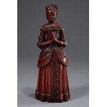 Votive figure "Pious Foundress", wax dyed red, hollow casting, South German 17th century, h. 25cm, 