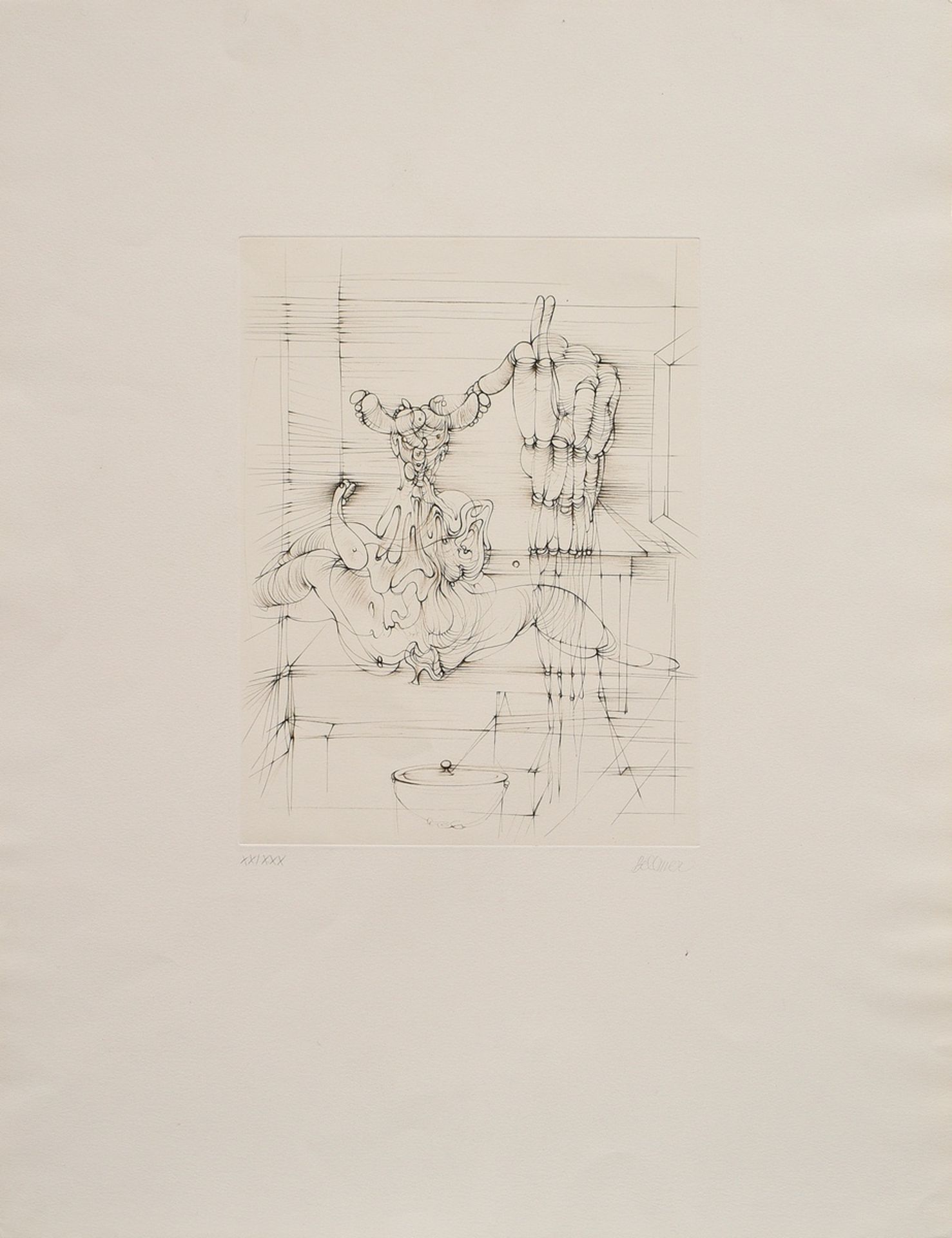 Bellmer, Hans (1902-1975) "o.T. (Figuren)", Radierung, XX/XXX, u. sign./num., PM 31,5x23,8cm, BM 65 - Bild 2 aus 3