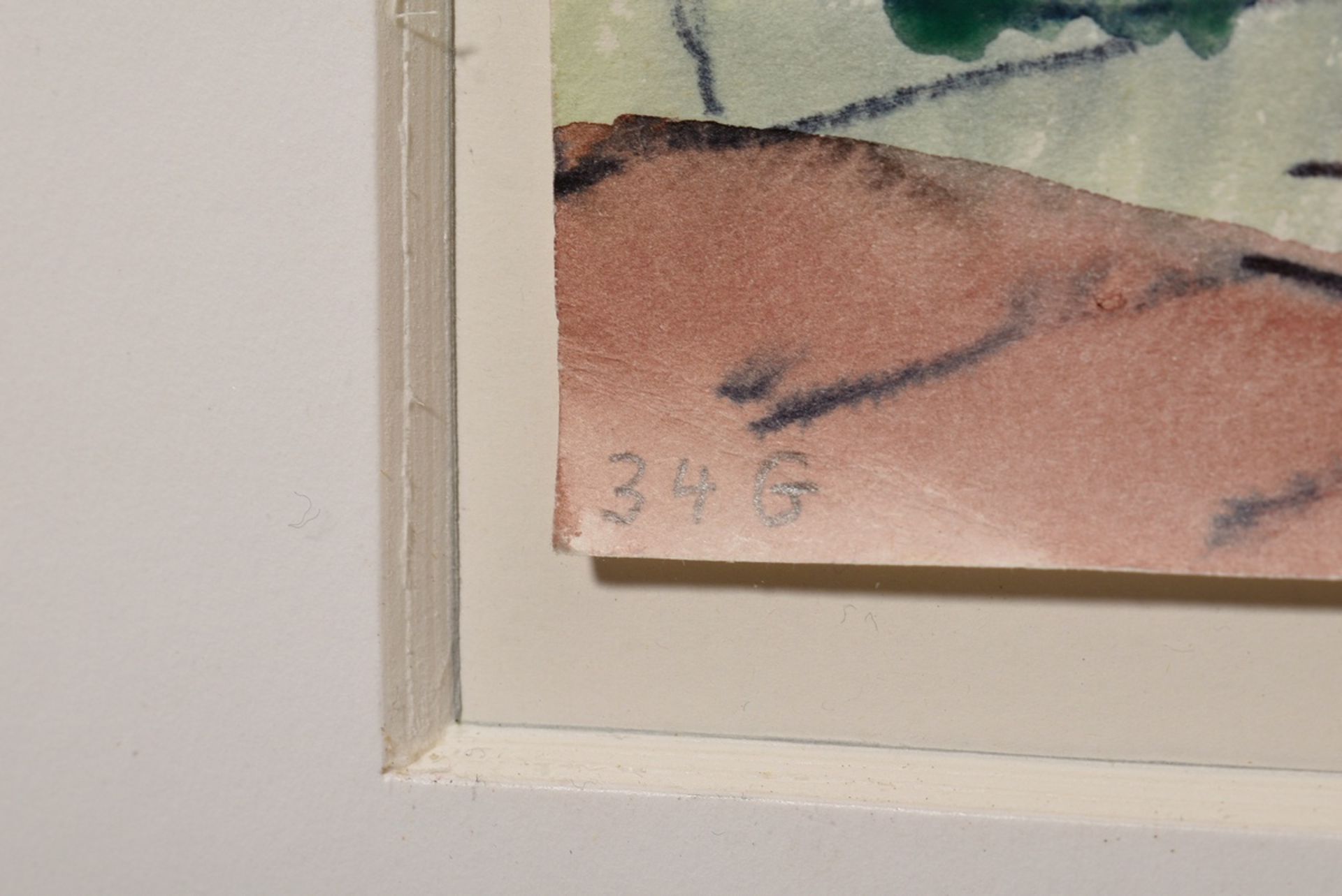 Grimm, Wilhelm (1904-1986) 'Three in the door' 1967, watercolour/pencil/collage, m.r. sign./dat., i - Image 3 of 5