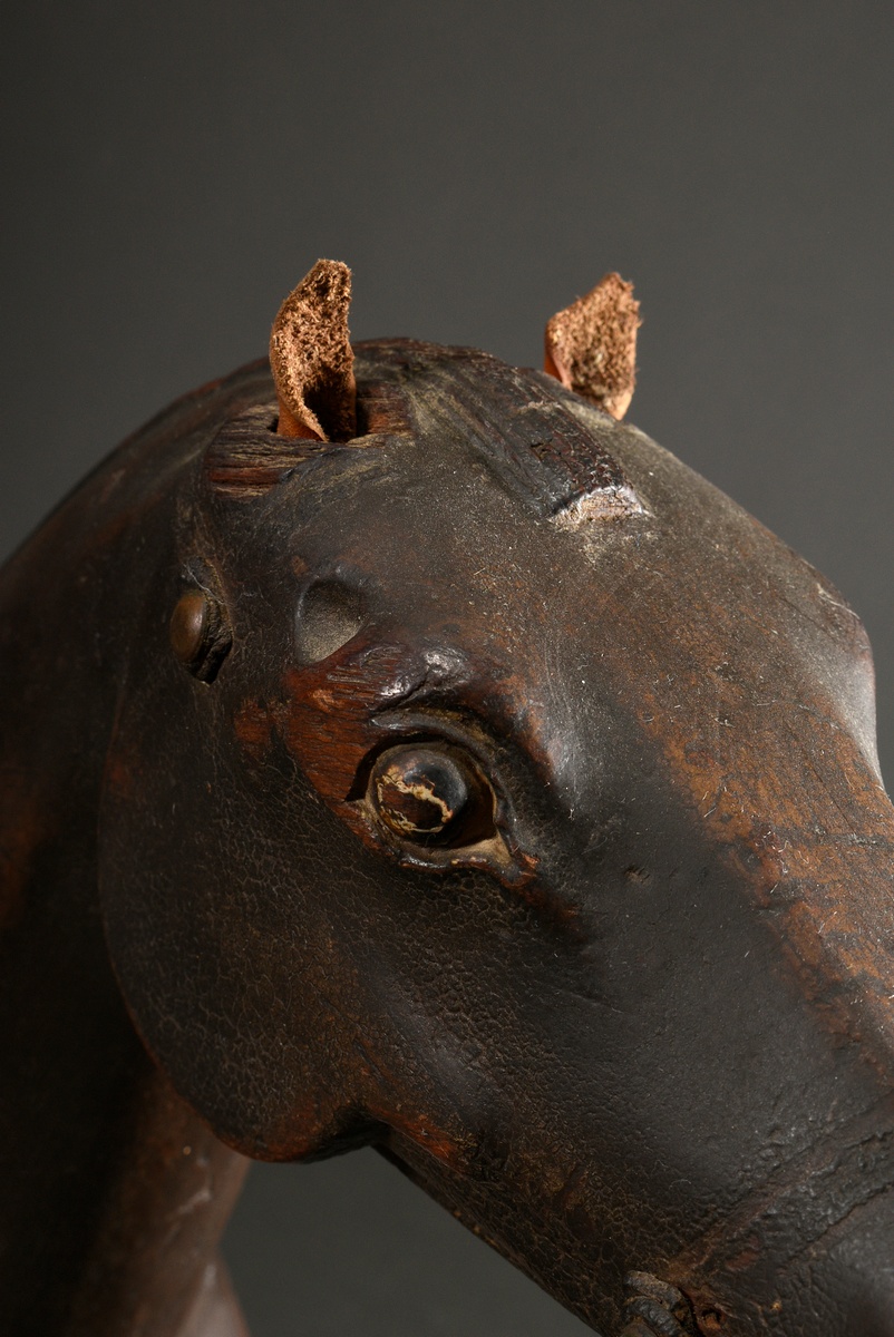 Drawing model ‘Galloping horse’, wood painted with leather ears and remains of the bridle, 19th cen - Image 9 of 20