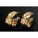 Pair of Cartier bicolor gold 750 hoop earrings "Walking Panther" with clip prism, signed and number