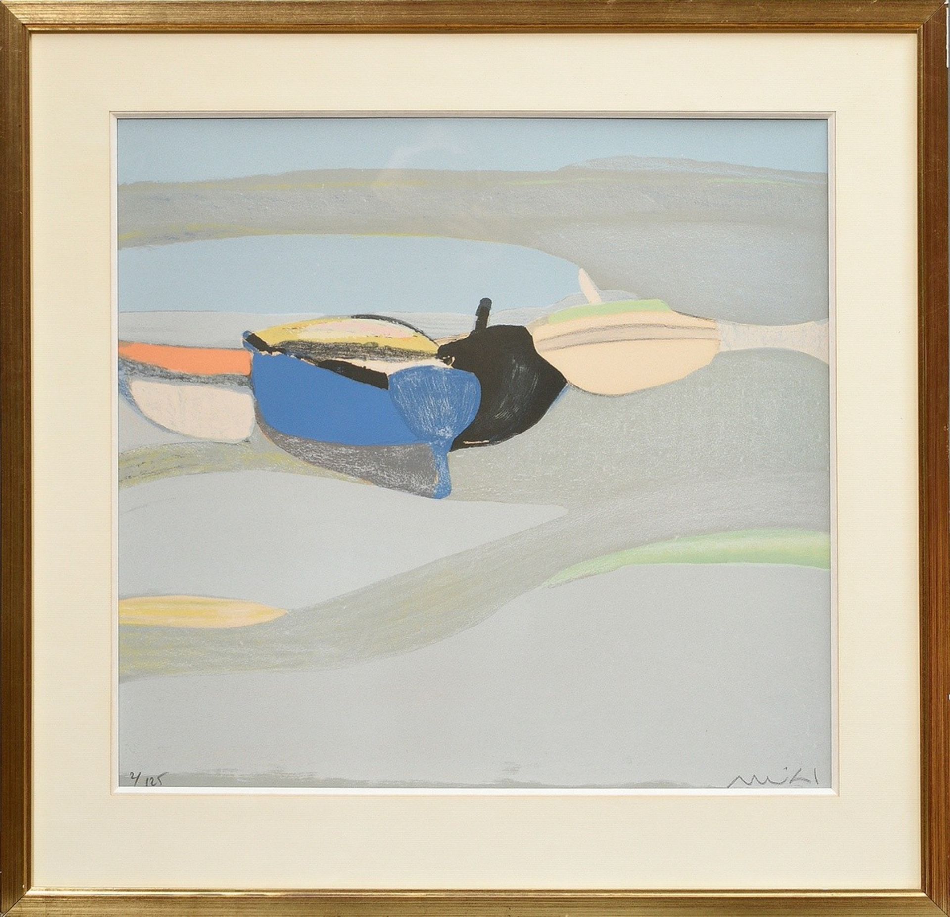 Mühl, Roger (1929-2008) "Barques, marée basse, Bretagne", colour lithograph, 2/125, sign./num. belo - Image 2 of 3