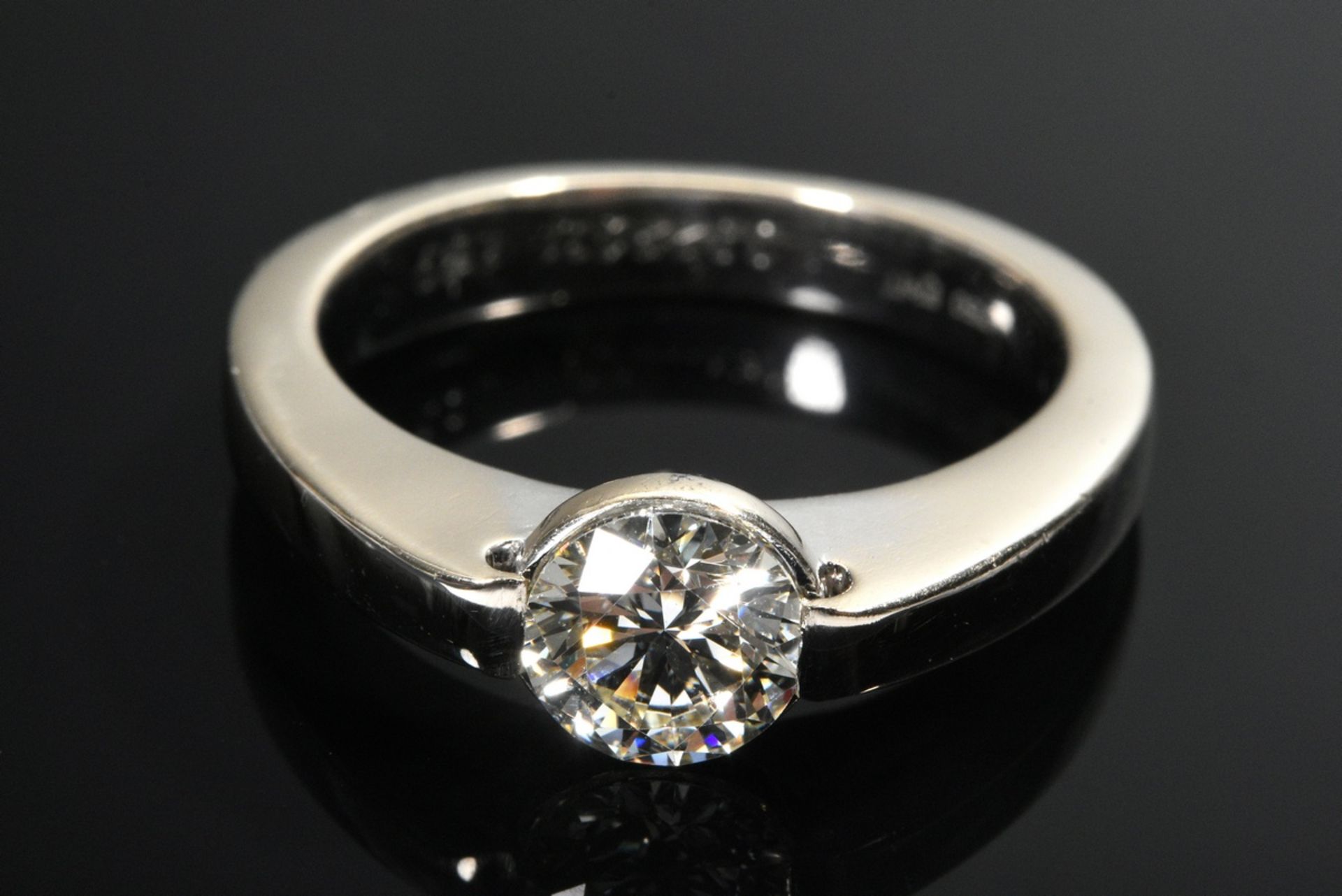 Feiner Gelbgold 750 Ring mit Brillant Solitär (ca. 1.09ct/IF/W), mit Expertise, 9,2g, Gr. 56 - Bild 2 aus 3