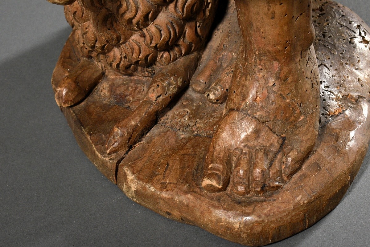 Large saint figure "John the Baptist" with sheep at his feet, attributes not complete, shepherd's c - Image 6 of 9