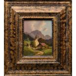 Reinhardt, Alexander (1888-1958) "Subalpine landscape with farmstead and church", oil/painting boar