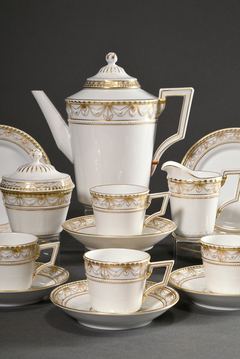 15 Piece KPM Mocha service for 6 people "Kurland" with rich gold decoration - Image 2 of 6