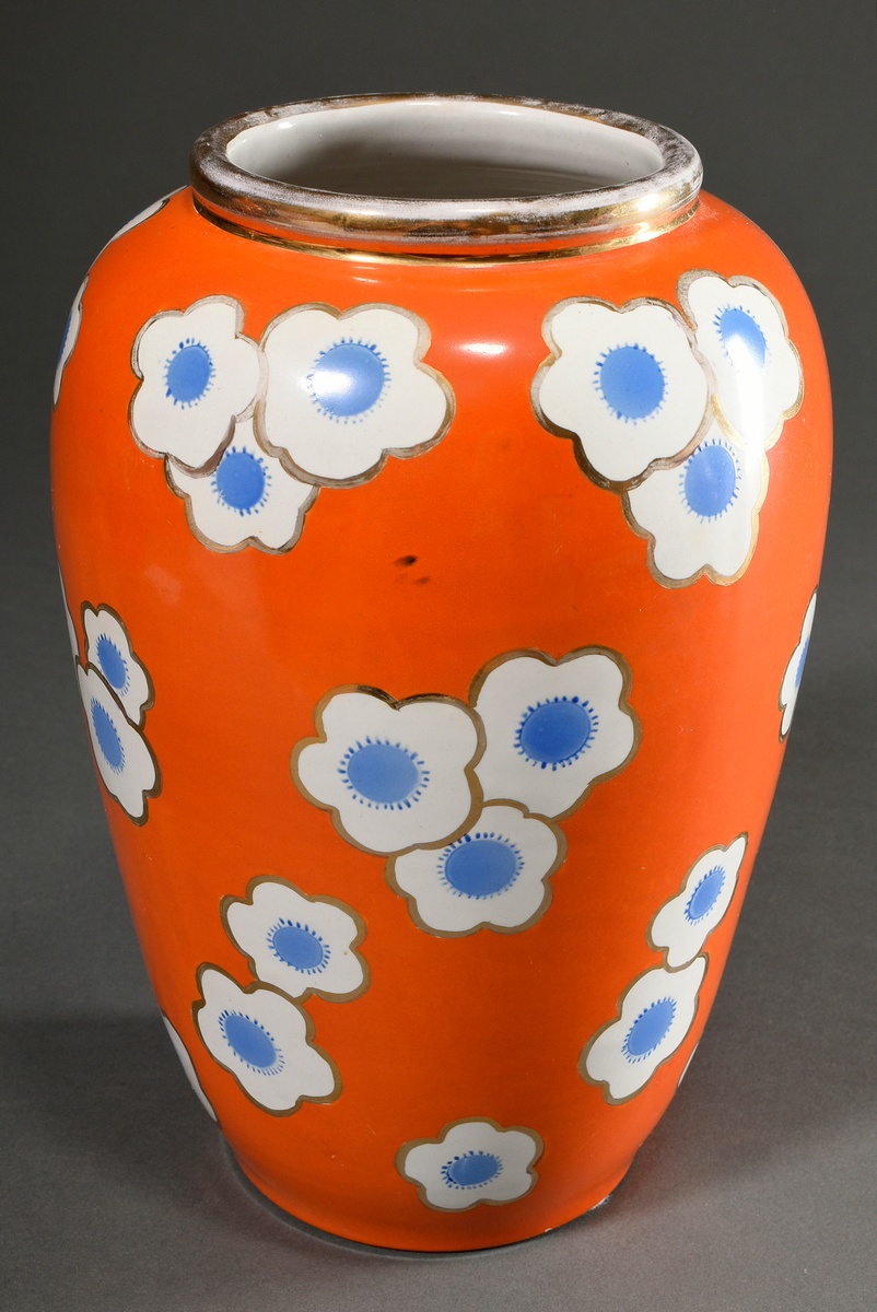 3 Various Italian Midcentury vases, c. 1950, ceramic with coloured decorations and gilding on an or - Image 2 of 10