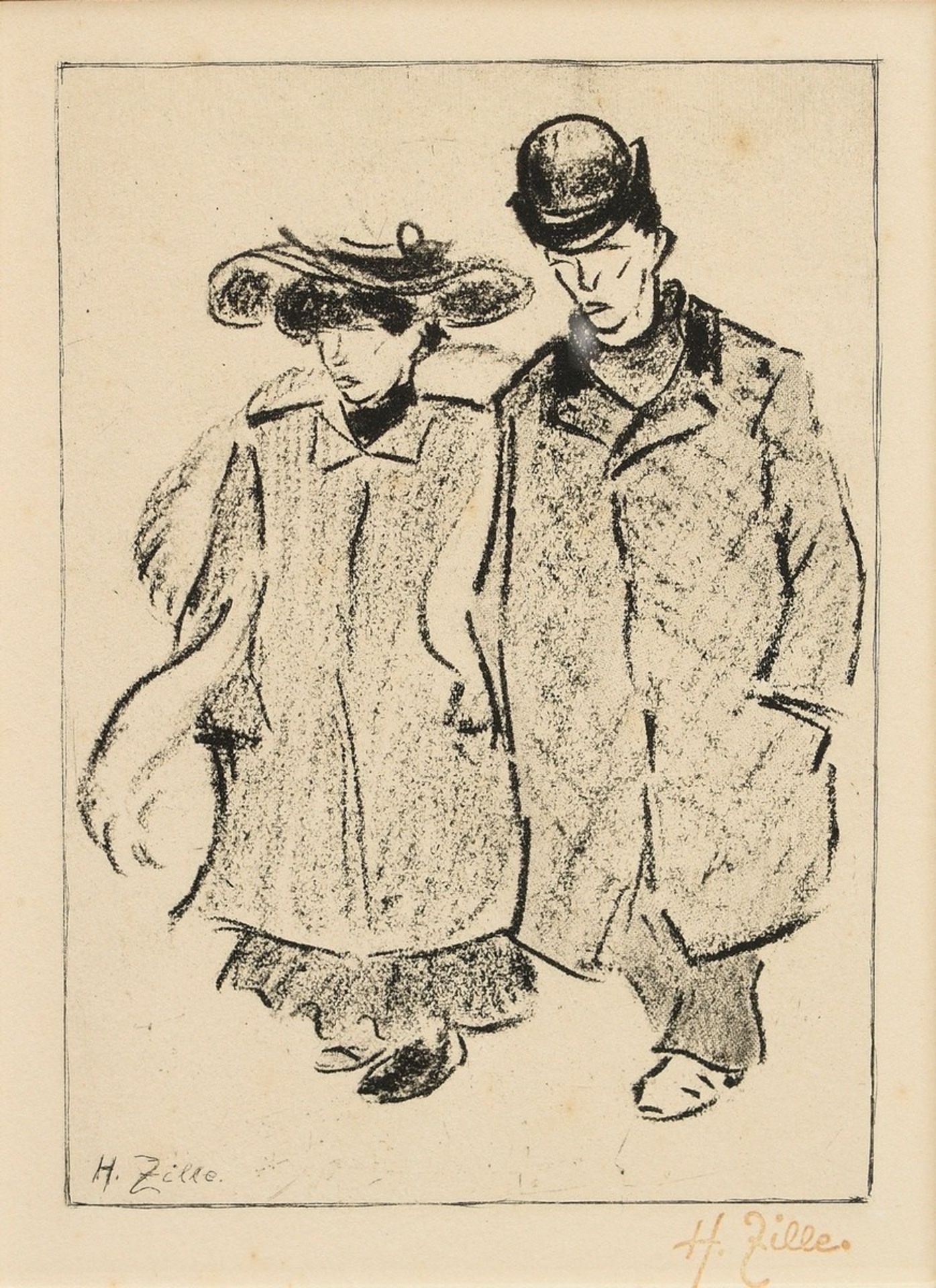 Zille, Heinrich (1858-1929) "Spaziergänger" um 1906, Heliogravure, posthumer Druck, u.l. im Druck s