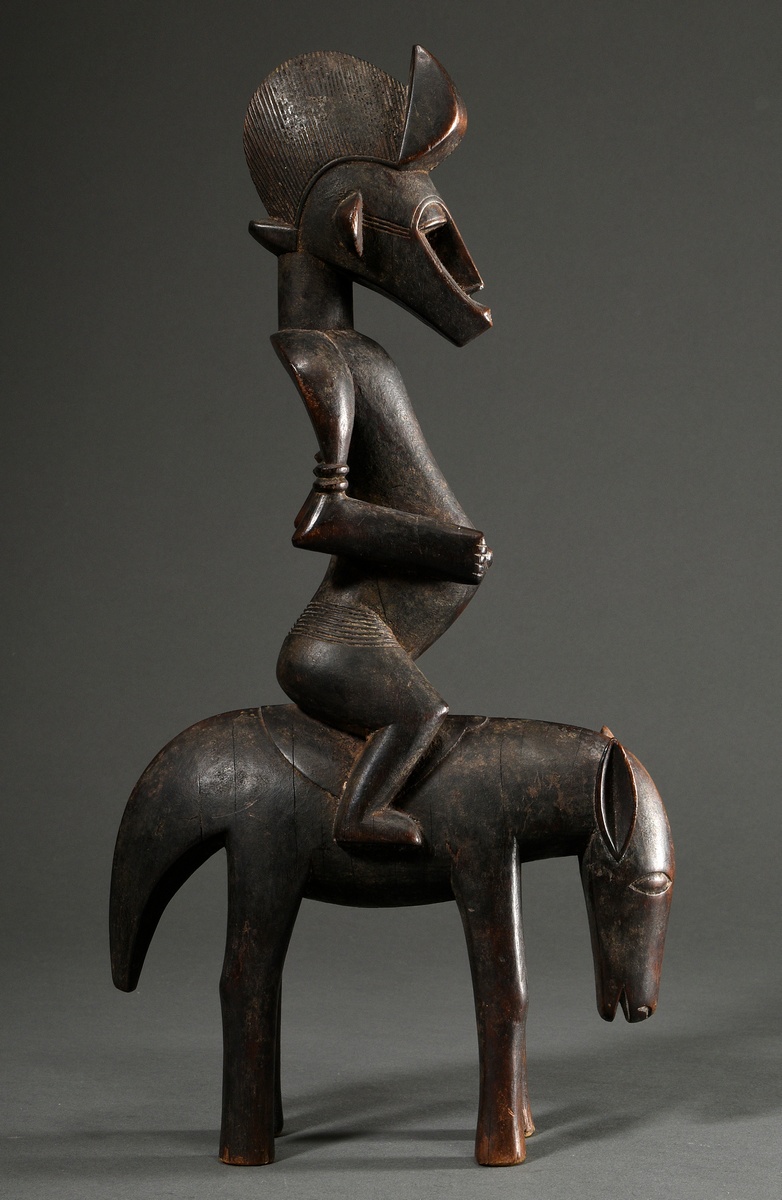 Equestrian figure in Senufo style, West Africa/ Ivory Coast, 2nd half 20th c., h. 44cm, signs of ag - Image 5 of 13