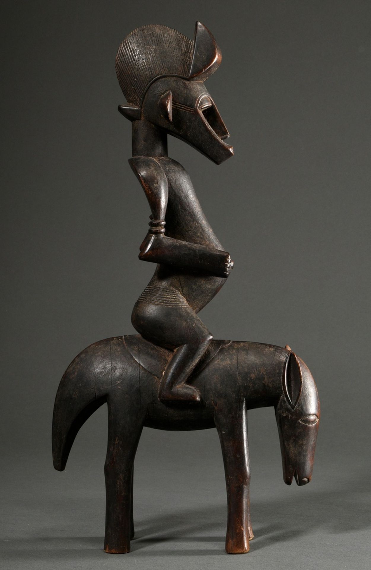 Reiter Figur im Stil der Senufo, West Afrika/ Elfenbeinküste, 2. Hälfte 20.Jh., H. 44cm, Alters- un - Bild 5 aus 13