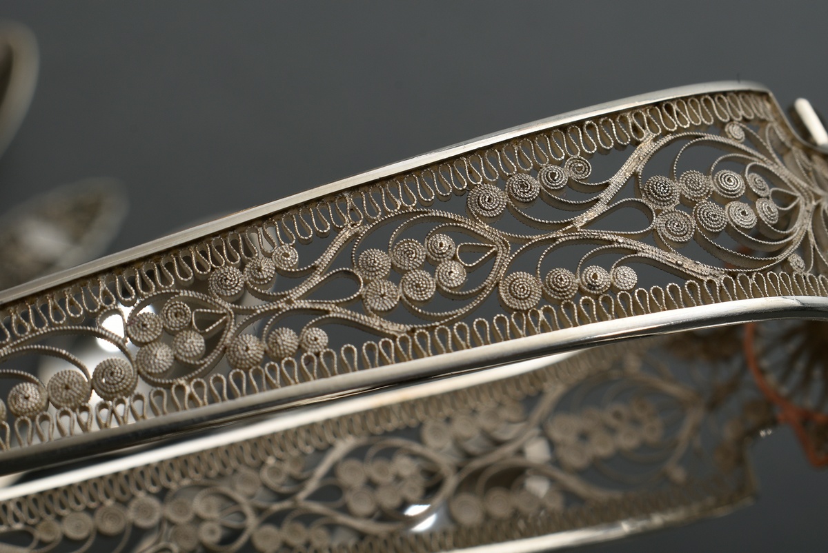 13 pieces filigree cutlery in Empire form with applied diamond cartouche and monogram ‘M.B.’, silve - Image 6 of 9