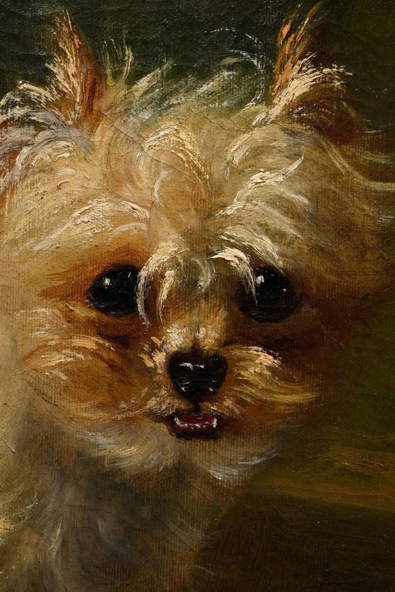 Rückert, Friedrich (1832-1893) "Terrier mit Löwenzahn" 1879, Öl/Leinwand, u.l. sign./dat., Prunkrah - Bild 3 aus 9