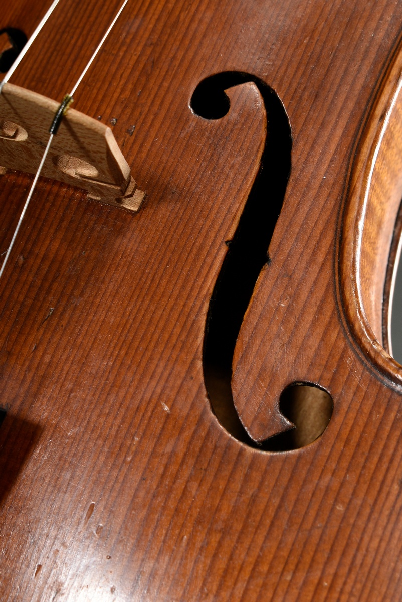 German violin, probably Saxony, c. 1900, without label, split and slightly flamed back, ready to pl - Image 6 of 12