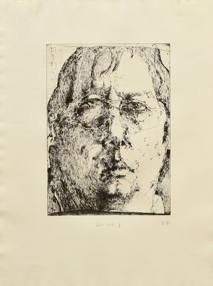 Janssen, Horst (1929-1995) 'Self' 1971, etching, sign./inscr. below, dat. on plate, wide silver-pla