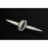 Platinum-plated rose gold 750 bar pin with old-cut diamonds, diamond roses (total approx. 0.70ct/SI