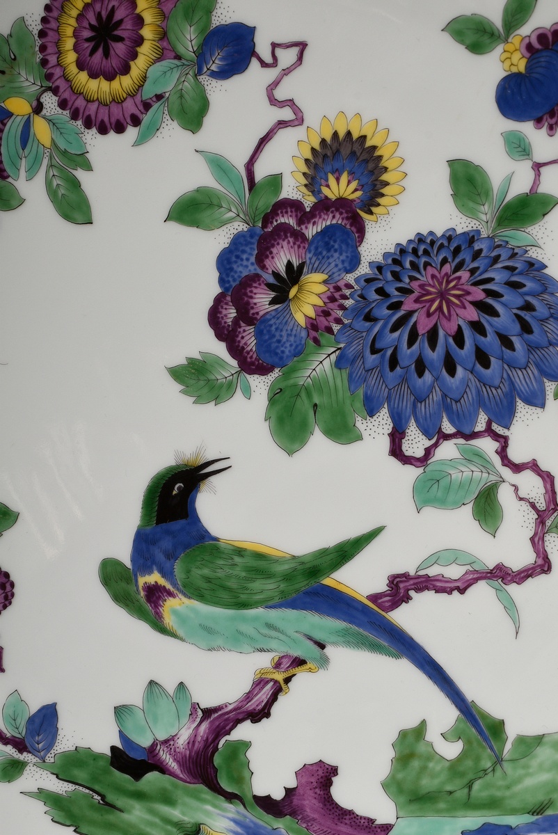 Large Meissen plate with smooth rim "Indian painting with rock and bird", after 1950, painter no.:  - Image 4 of 6