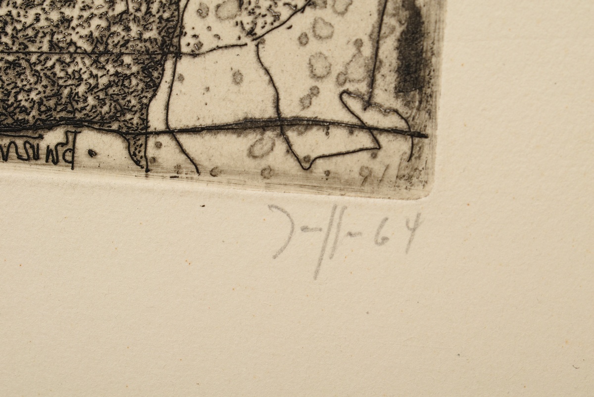 Janssen, Horst (1929-1995) 'Beloved General' 1964, etching on yellow toned paper, Griffelkunst, sig - Image 3 of 3