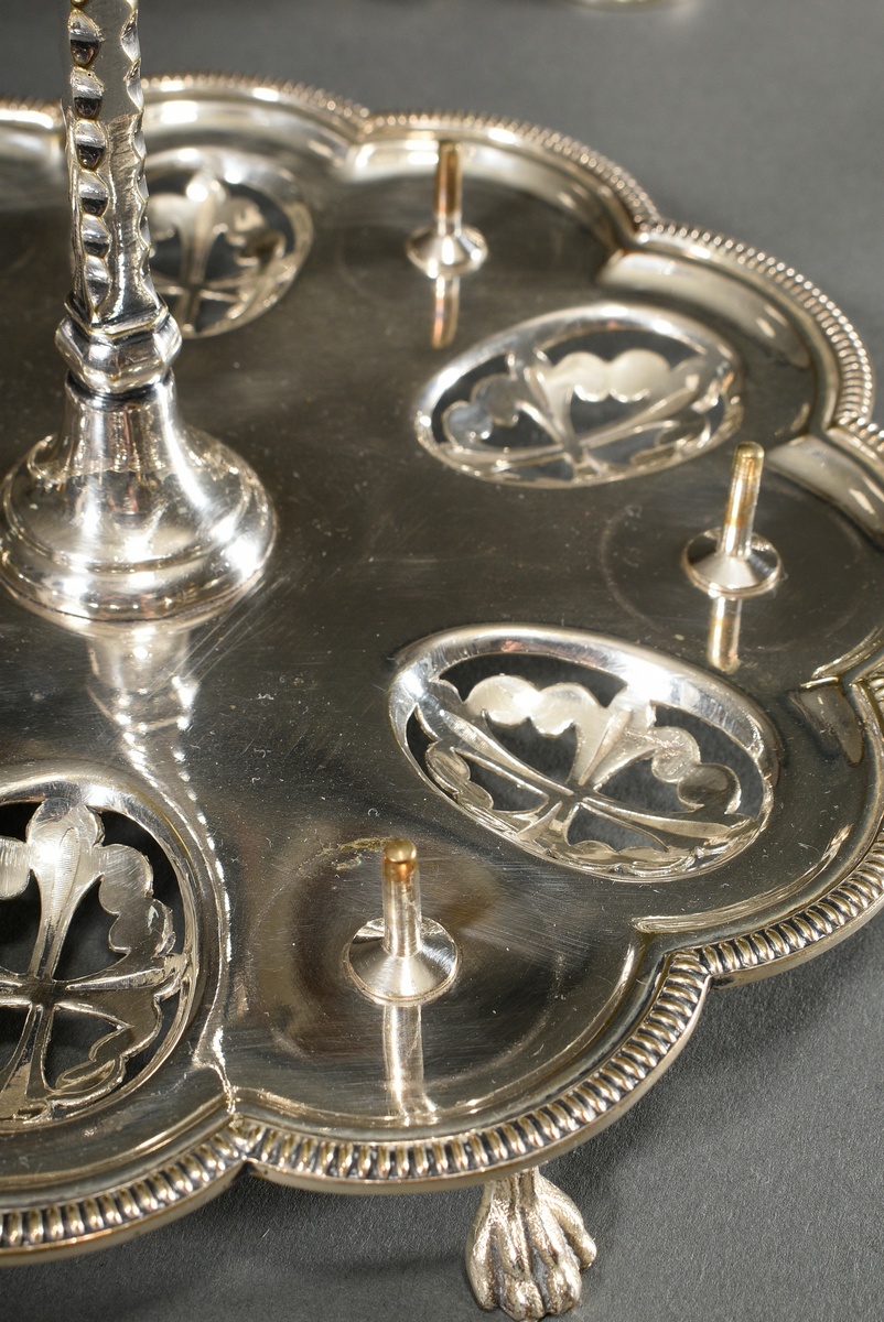 Silver-plated egg server with 6 egg cups and spoons, England approx. 1900, h. 20cm, Ø 20.5cm - Image 5 of 6
