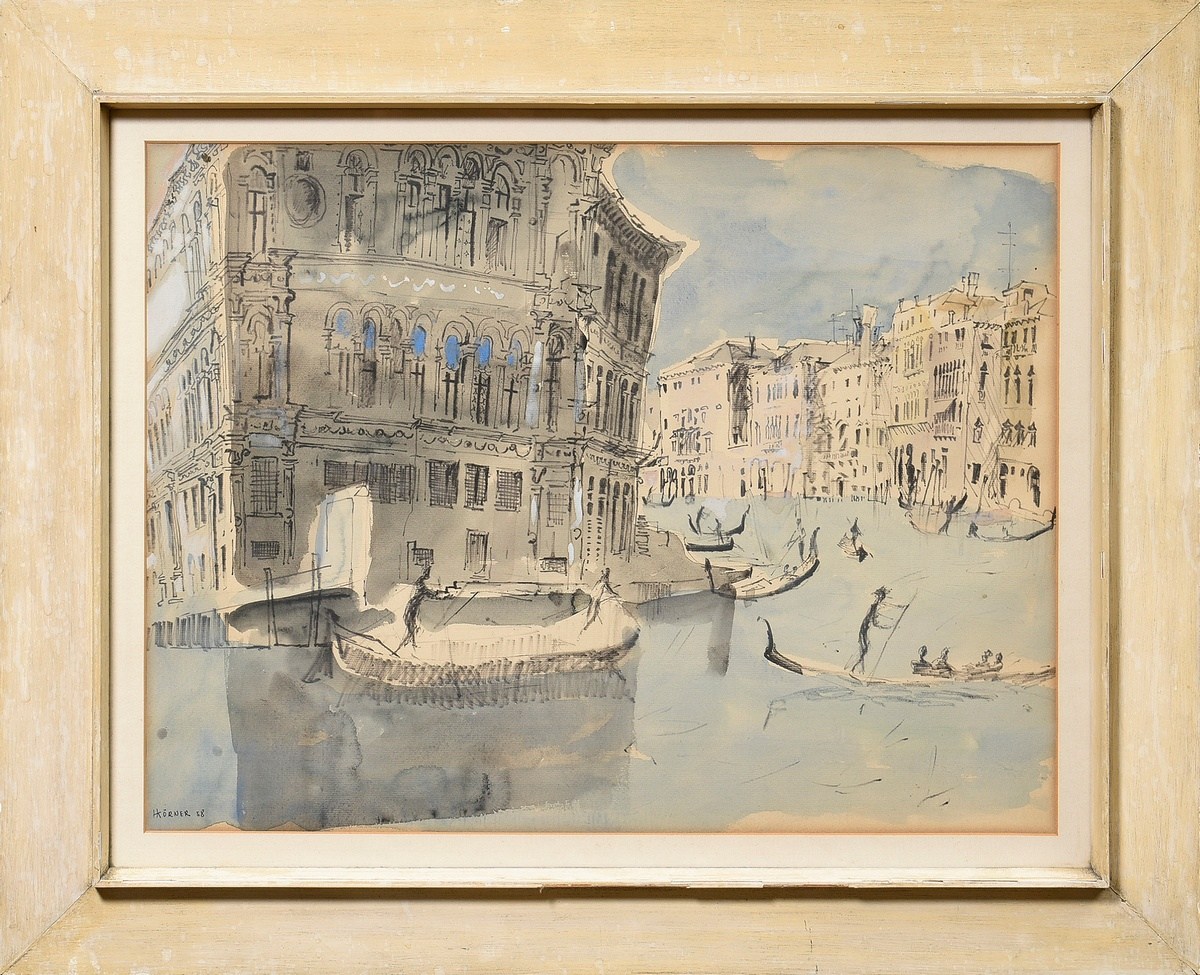 Körner, H. (?) ‘Venedig - Canal Grande’ 1958, watercolour/felt-tip pen, sign./dat. lower left, 50.5 - Image 2 of 4