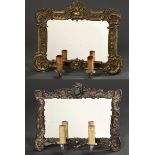 2 Various landscape-format Rococo mirror blazers in embossed tinplate frames with rocailles and C-s