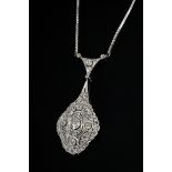 Elegantes Weißgold Art Deco Platin Collier mit Diamanten (zus. ca. 1.45ct/SI-P2/W-TCR), Altschliffd