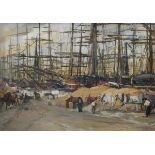 Wenzel, M. (early 20th c.) "Port of Marseille" 1917, watercolor/gouache/charcoal/paper, b.r. sign./