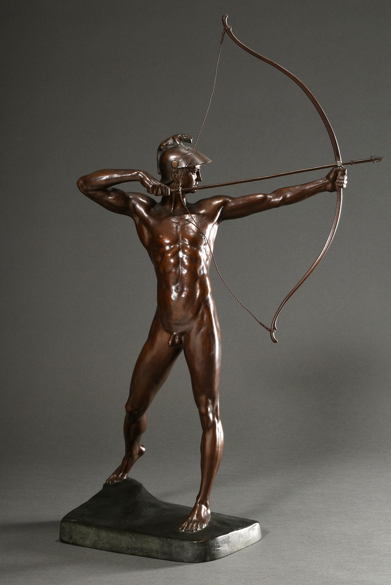 Geyger, Ernst Moritz (1861-1941) "Archer", patinated bronze, sign./inscr. "E.M. Geyger fec." on the - Image 4 of 12