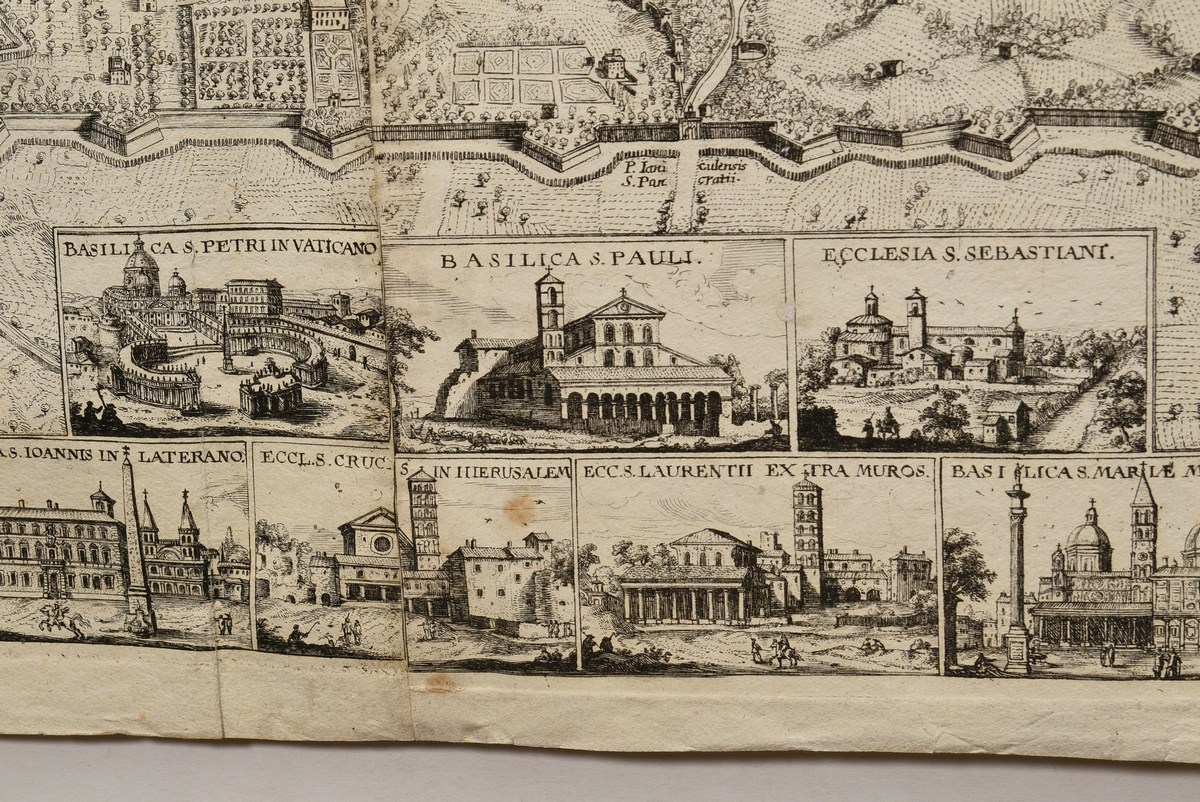 Mejer, Johannes (1606-1674) Wall map ‘Recentis Romae Ichnographia et Hypsographia sive Planta et Fa - Image 6 of 8