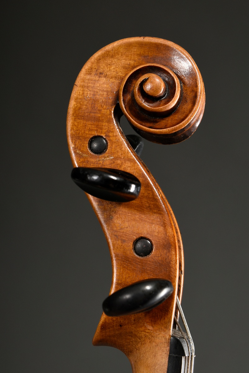 German violin, probably Saxony, c. 1900, without label, split and slightly flamed back, ready to pl - Image 5 of 12