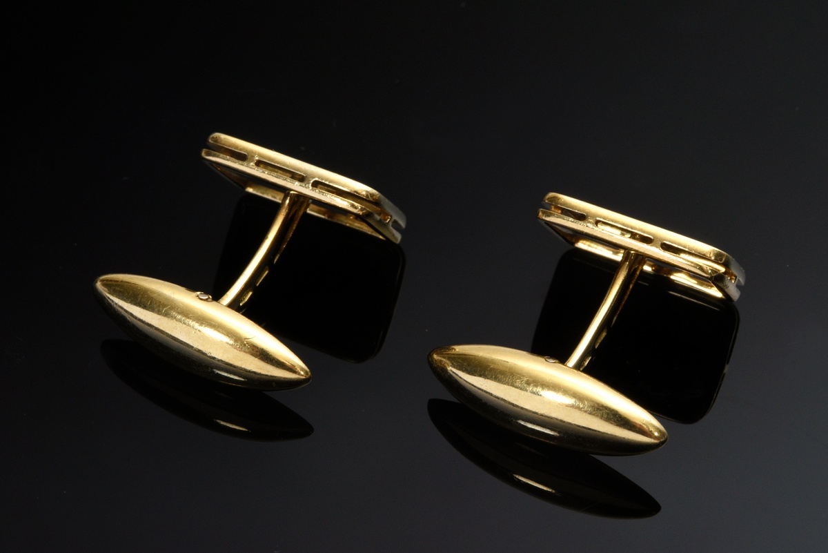 5 pieces yellow gold 750 jewelry: 2 wedding rings (size 53/55), pair of cufflinks with engraving "G - Image 3 of 4