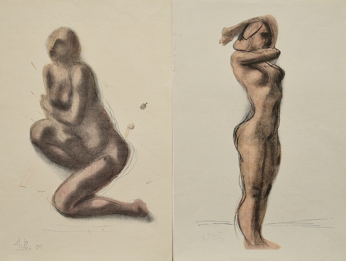 2 Breker, Arno (1900-1991) "Standing Woman" and "Kneeling Woman" 1929/30, lithographs, b. print sig