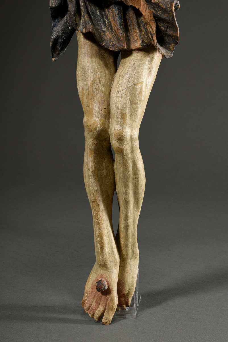 Carved Corpus Christi in the 3-nail type with arms stretched far upwards and head tilted backwards, - Image 4 of 10