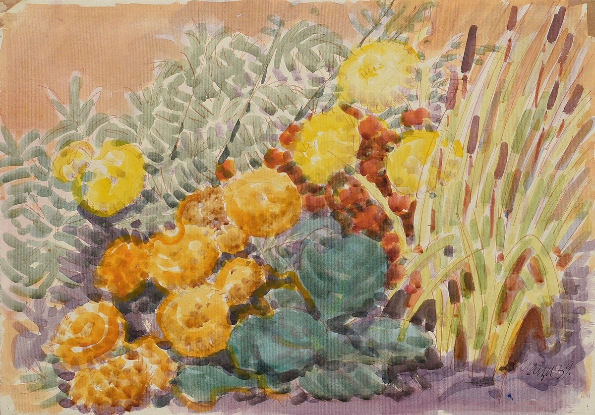 Maetzel, Emil (1877-1955) 'Perennial Bed' 1939, watercolour/pencil, sign./dat. lower right, 38.3x55