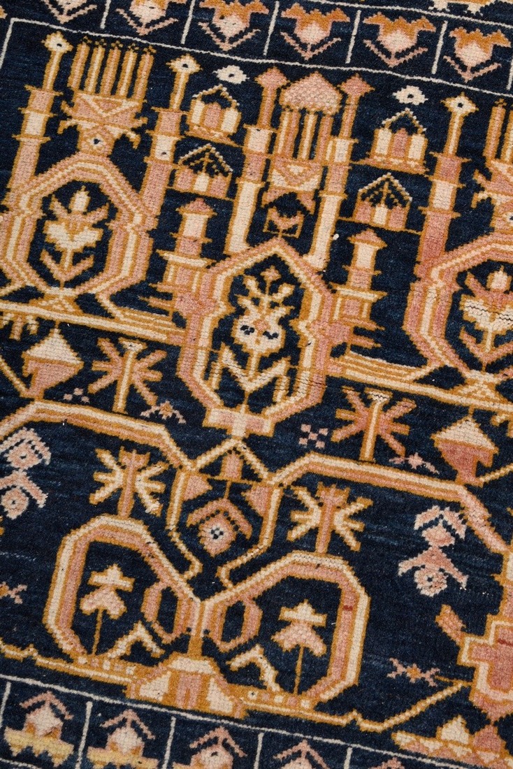 Afghan with scenes of animals and armour frieze, so-called "war rug", 20th century, 170x90cm, faded - Image 5 of 7