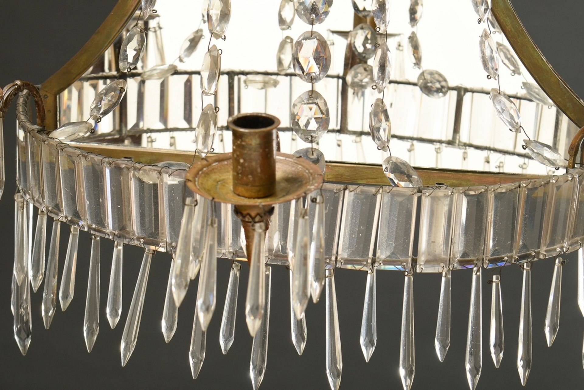 A pair of large Prism wall chandeliers with mirrored back panel and 3 insertable candle arms each,  - Image 6 of 7